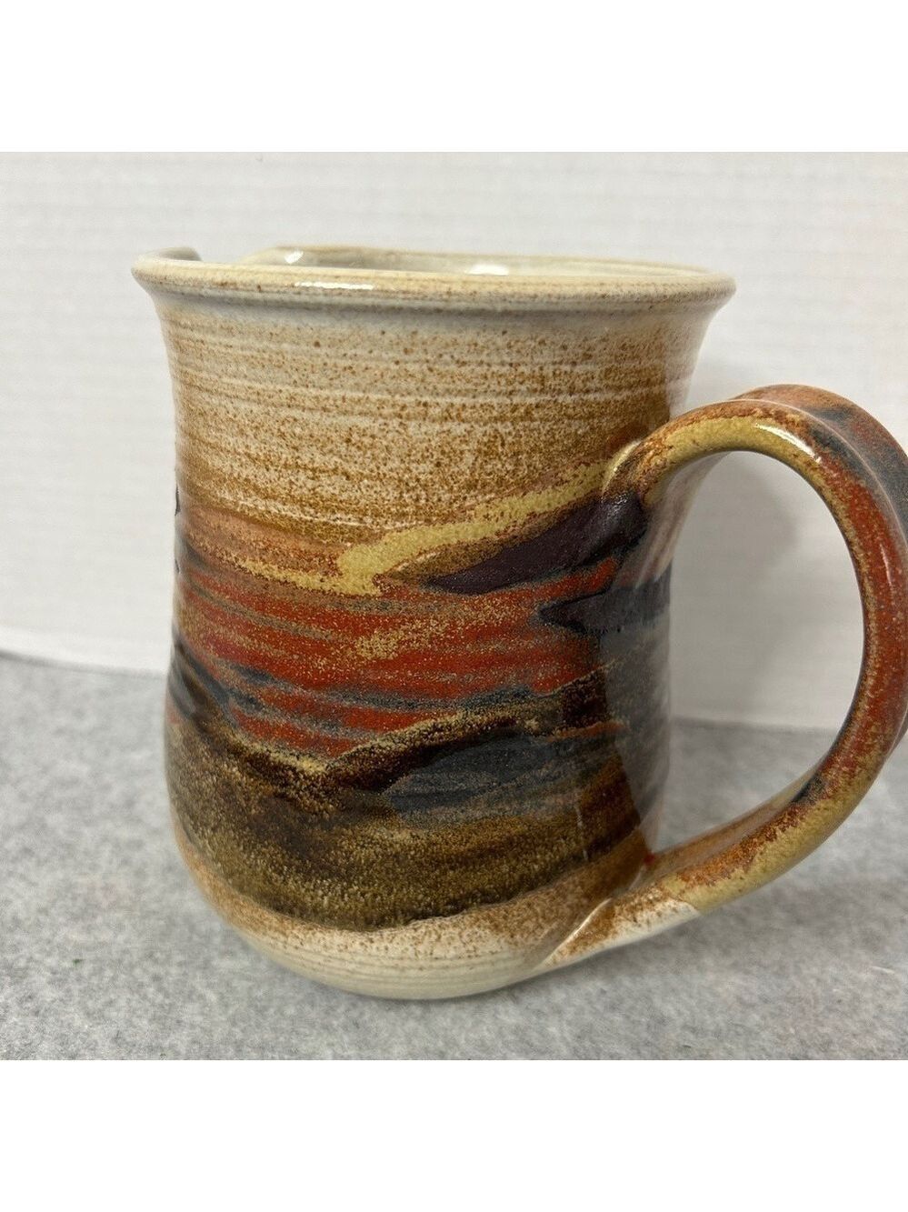 Potters Pantry Handthrown Stoneware Pitcher Brown Stamped 7x6